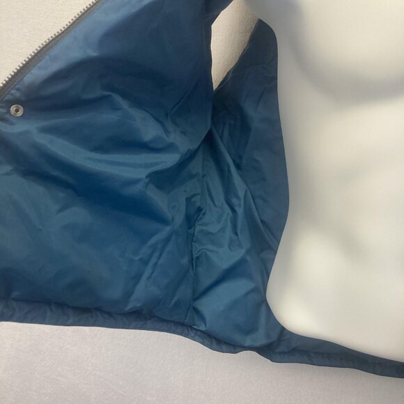 Vintage 90s Down Puffer Vest Mens Large L Black Blue Zip Warm Insulated Winter - Picture 14 of 16